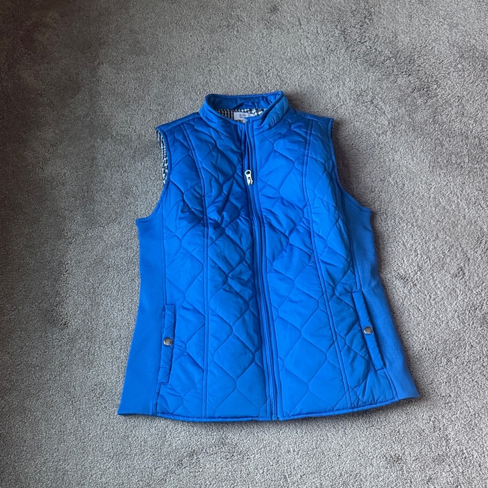Kim Rogers Blue Quilted Zip Vest Lightweight Layering Jacket SIZE S